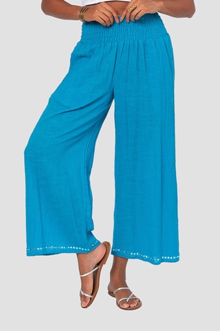 Pantalon taille haute - Bleu