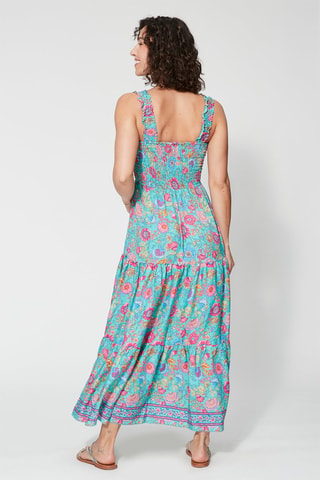 Robe longue - Bleu et rose