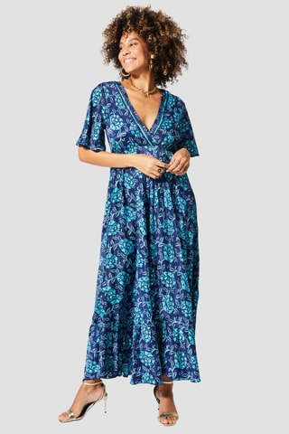 Robe longue - Bleu et vert