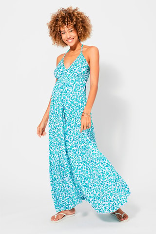 Robe longue - Blanc et bleu