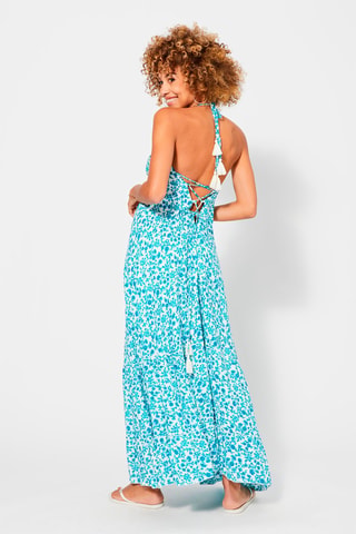 Robe longue - Blanc et bleu