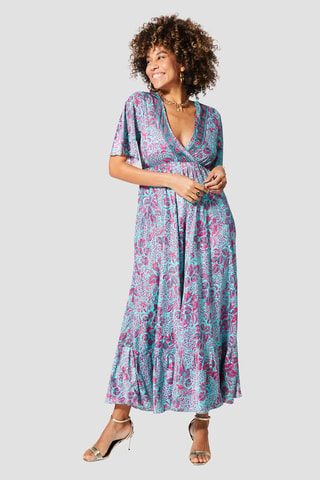 Robe longue - Marron et rose