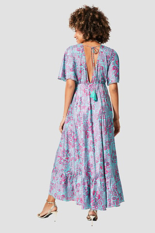 Robe longue - Marron et rose
