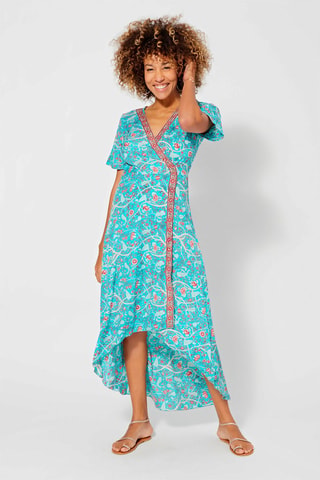 Robe longue - Vert et rose
