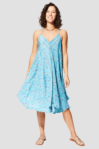Robe midi - Bleu et blanc - Blanc et bleu