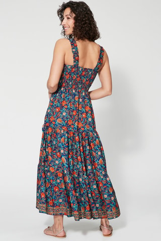 Robe longue - Bleu - Rouge, bleu et vert