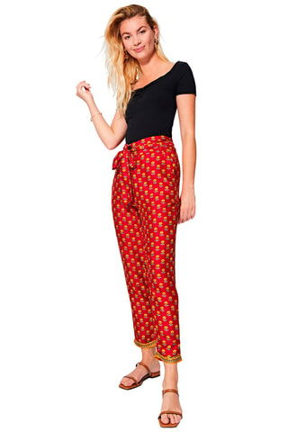 7/8 Broek Hoge Taille - Rood