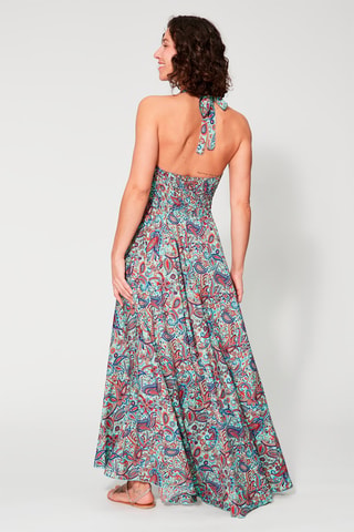 Robe longue - Rouge, bleu et orange