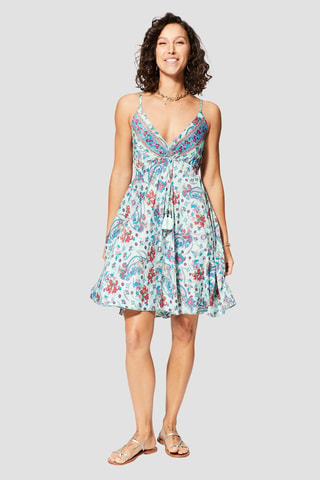 Robe - Blanc, rose et turquoise