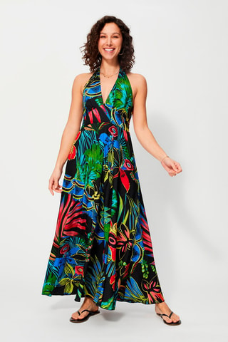 Robe longue - Rouge, bleu et vert