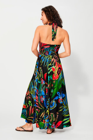 Robe longue - Rouge, bleu et vert