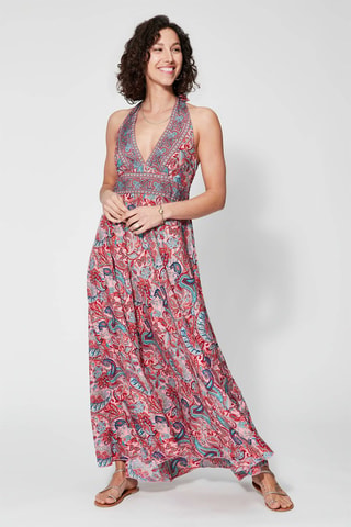 Robe longue - Rouge et bleu