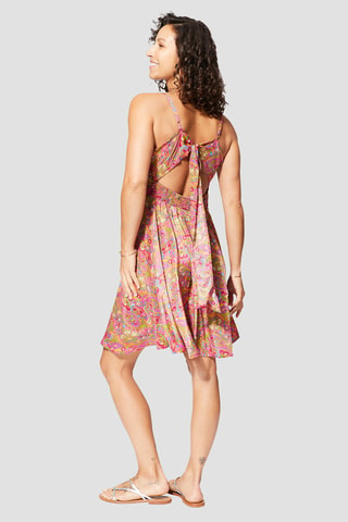 Robe volantée - Vert et rose