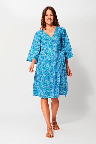 Midi-jurk Blauw en Groen - Blauw, groen en paars