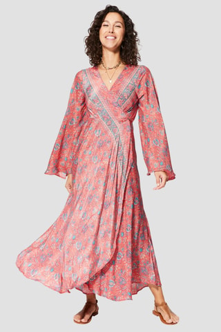 Robe longue - Bleu et rose