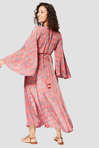 Robe longue - Bleu et rose