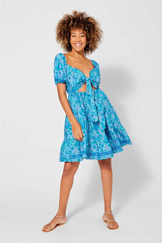 Robe volantée Bleu - Bleu, vert et violet