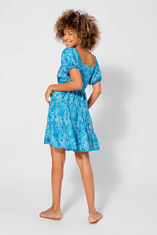 Robe volantée Bleu - Bleu, vert et violet