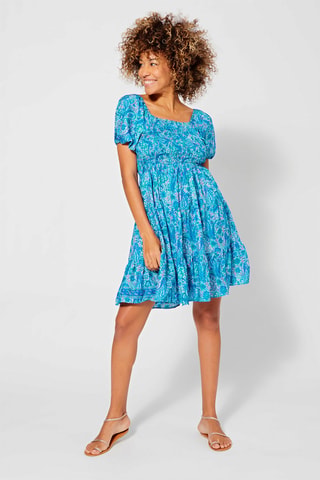 Robe volantée Bleu - Bleu, vert et violet