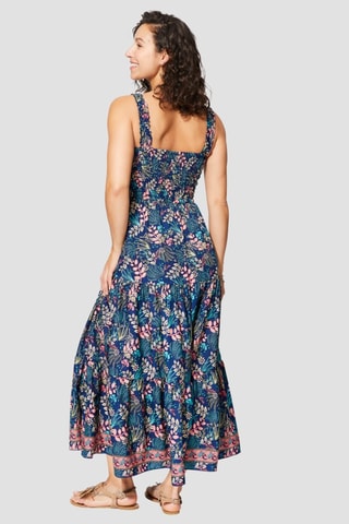 Lange Jurk - Blauw, groen en roze