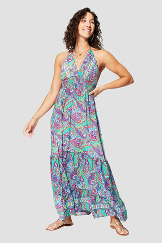 Robe longue - Vert et violet - Vert et violet
