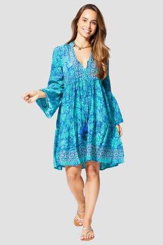 Midi-jurk - Blauw en groen