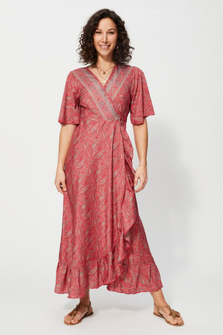 Robe portefeuille - Rouge et gris
