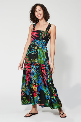 Robe longue - Noir et bleu