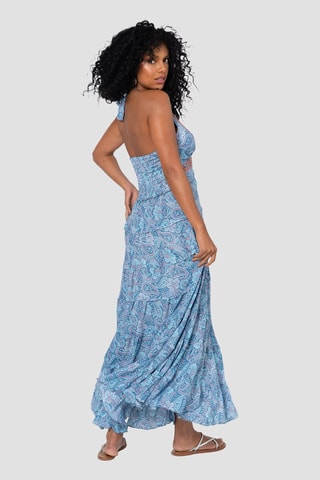 Robe longue - Rouge et bleu