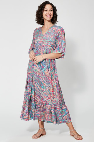 Robe longue - Bleu et rose - Bleu, violet et rose