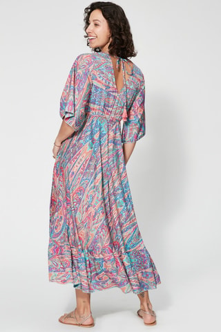 Robe longue - Bleu et rose - Bleu, violet et rose