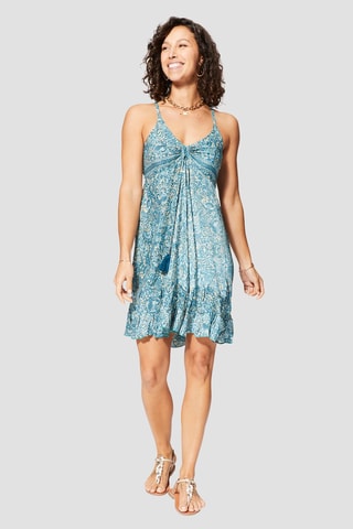 Robe volantée - Beige, bleu et gris