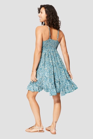 Robe volantée - Beige, bleu et gris