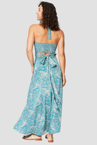 Robe longue - Blanc et bleu