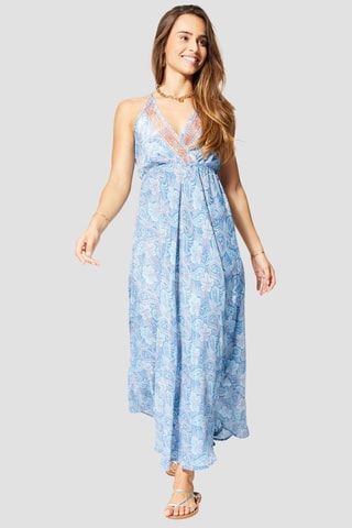Robe longue - Bleu - Blanc, bleu et orange