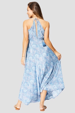 Robe longue - Bleu - Blanc, bleu et orange