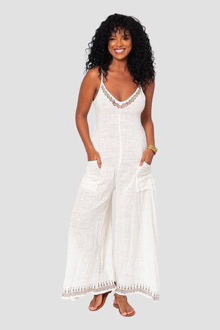 Jumpsuit - Wit - Wit en bruin