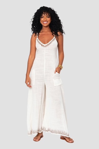 Jumpsuit - Wit - Wit en bruin