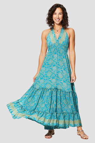 Robe longue - Turquoise - Bleu