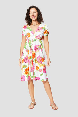 Robe volantée - Blanc et rose