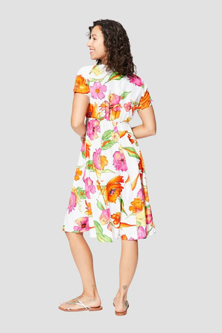 Robe volantée - Blanc et rose