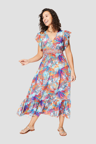 Robe - Bleu - Orange