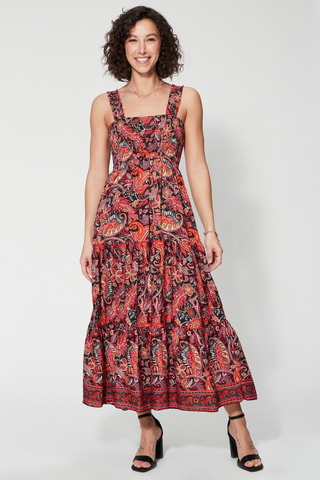 Lange Jurk - Rood - Wit en rood