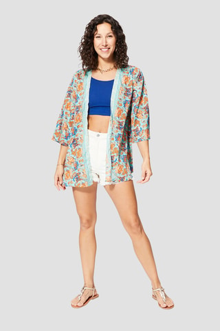 Kimono - Turquoise en Marineblauw  - Blauw