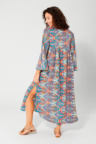 Robe longue Crème et bleu - Beige et bleu