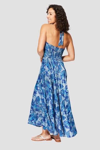 Robe longue - Gris et bleu marine  - Bleu et gris
