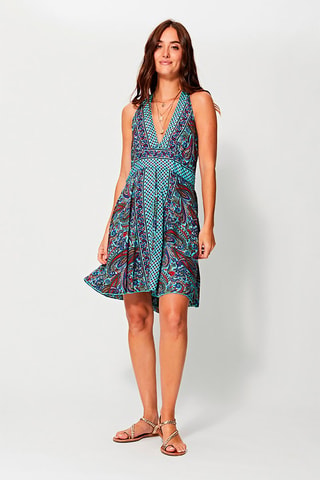 Robe dos nu Bleu et bleu marine - Rouge, bleu et vert
