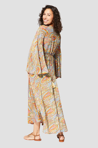 Robe longue - Beige et jaune - Beige