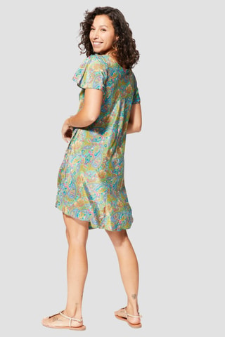Robe midi - Bleu, vert et orange
