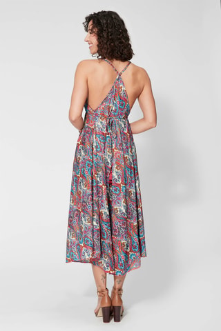 Lange Jurk - Blauw - Rood en blauw